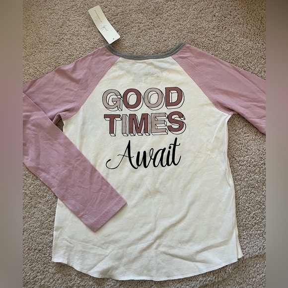 NWT Peek Girls Size XL (12) Hello New Year Graphic Raglan Baseball T-Shirt L/S - Picture 3 of 4